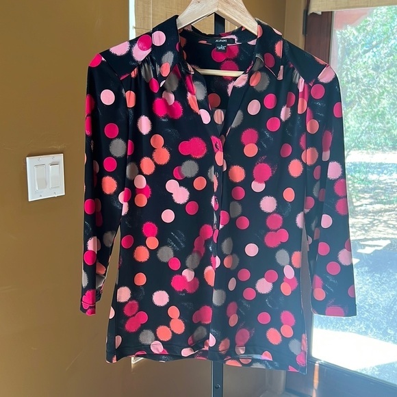 Alfani Tops - Alfani 3/4 Sleeve Fuschia Orange Pink Brown Button Down Top Size Small